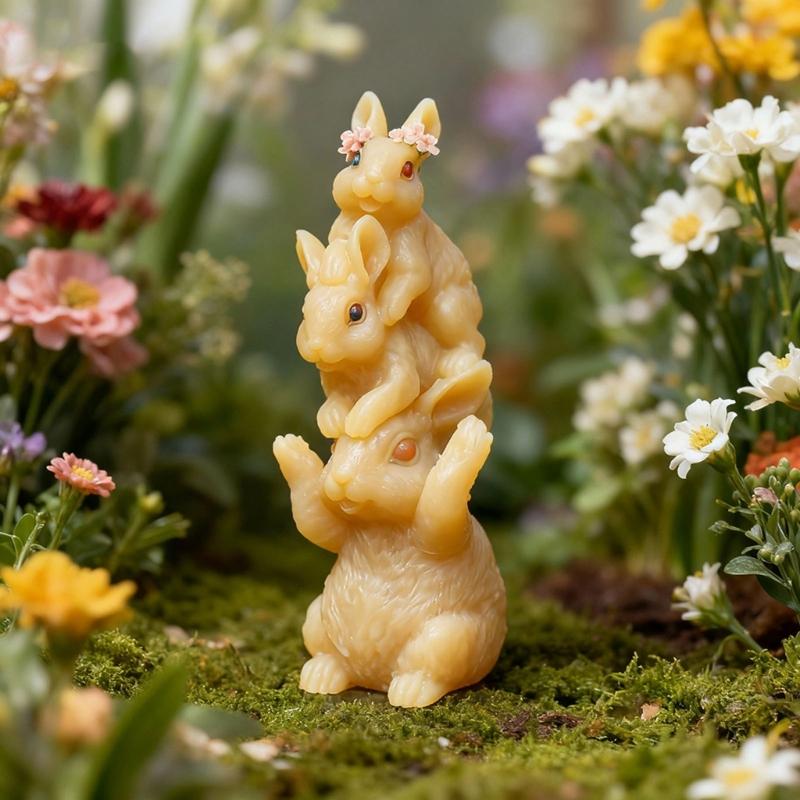 Food Grade Silicone Easters Sitting Rabbits Mould For Candle Making Home Decoration Craft Art
