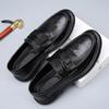 2025 Winter British Doudou Shoes Men's Black Casual Leather Shoes One Pedal Men's Fashion Trend Short Styles