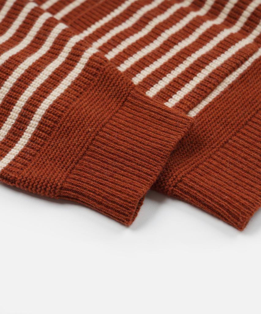 Frizmworks Wool Stripe Round Cardigan _ Brick