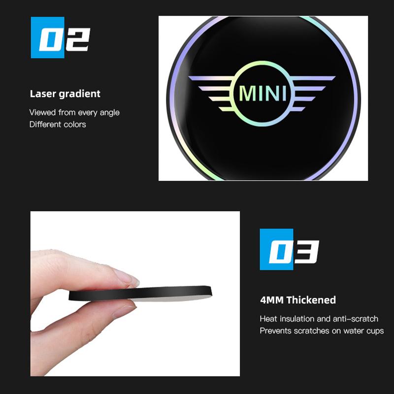 NNEJ4 2Pcs Car Coasters Shockproof Water Goblet Mat For BMW Mini Cooper One JCW WORKS F54 Car Interior Water Cup Holder Pad keychain