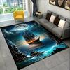 Giant Pirate Ship Area Rug - Nautical Themed Non-Slip Washable Carpet for Living Room, Bedroom & Dorm Decor