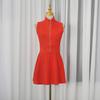 Bright Color Sexy Girl Style Knitted Two-piece Women's Sleeveless Vest High-waist Skirt