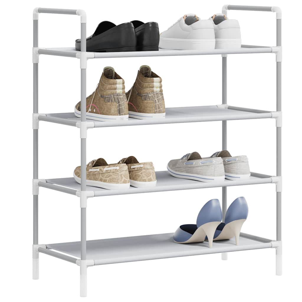 Vidaxl Stojak Na Buty Z 4 Półkami, Metal I Włóknina, Srebrny