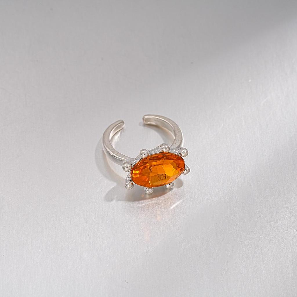 European-American Luxury Diamond Oval Open Ring – Geometric Dopamine Sweet Food Design, High-End Niche Jewelry.