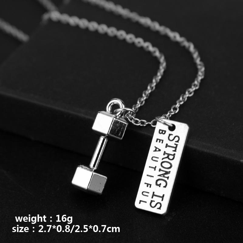 Unisex Fitness Hantel Halskette mit Langhantel Anhänger