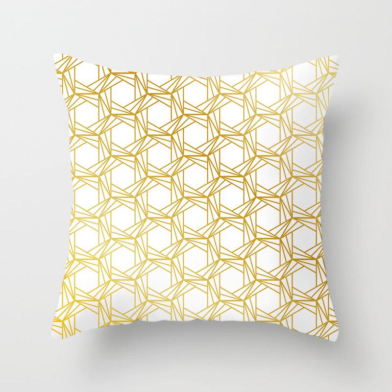 

European Style Golden Geometric Print Car Pillow Cover Sofa Cushion Cover Home Furnishings 45 * 45Cm (excluding pillow core)