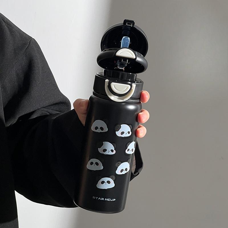 

Новый высококачественный внешний вид двойной термос для напитков чашка из нержавеющей стали с рисунком для мужчин и женщин портативная уличная соломенная чашка для воды 550ml