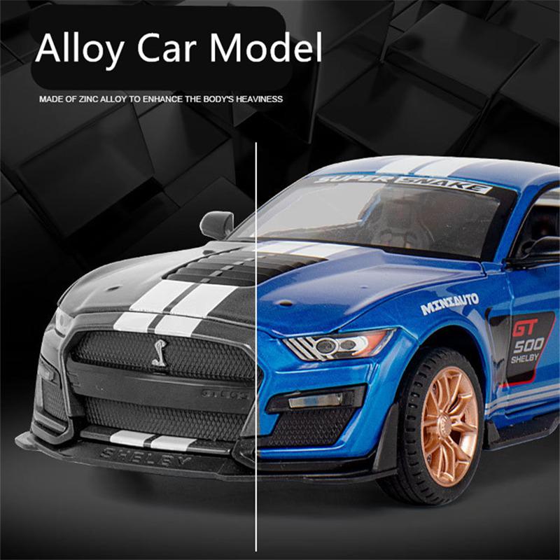 1/24 Ford Mustang Shelby GT500 Viper Alloy Sports Car Model Diecast Metal Toy Racing Car Vehicle Model Sound and Light Kids Gift