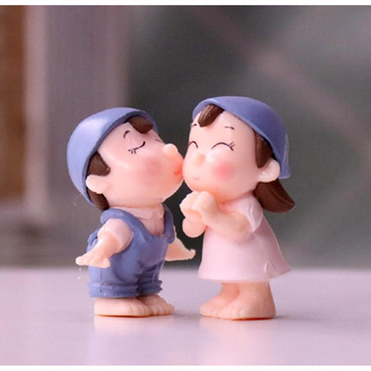 

1 пара фигурок влюбленной пары, миниатюрное ландшафтное украшение, садовое украшение для дома синий