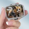 Portable Pill Box with 2 Compartments, Mini Metal Medicine Organizer Case, Cute Printed Pill Container for Vitamins, Pills, Jewelry, Travel, Daily Use