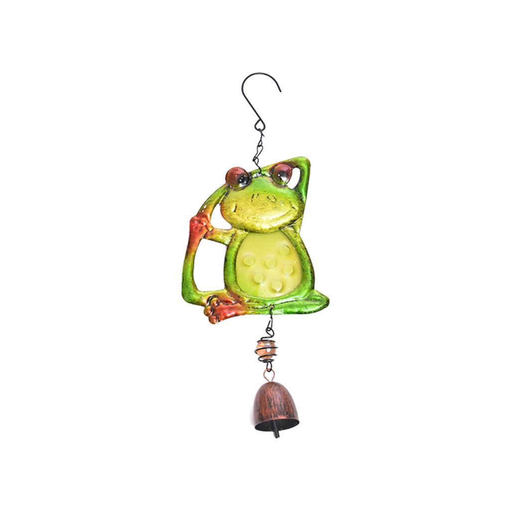 Yoga Frog Wind Chimes Vintage Iron Art Decorative Wind Chime Funny Frogs Statues Hanging Ornament for Home Garden Decoration