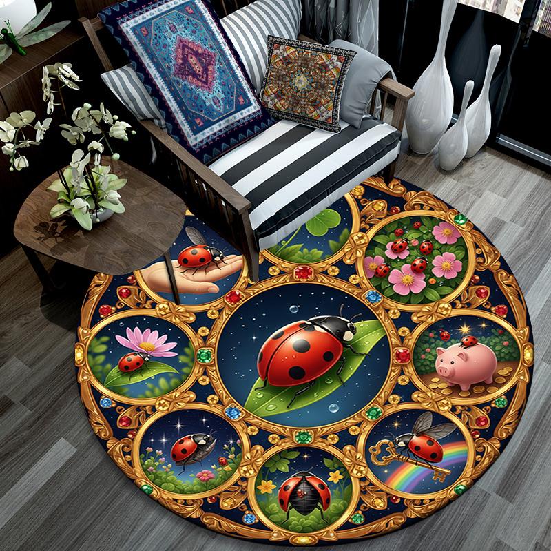 Tappeto Rotondo con Stampa Cartoon, Tappeto per Soggiorno Camera da Letto Divano Sala Giochi Decorazione, Tappetino Antiscivolo