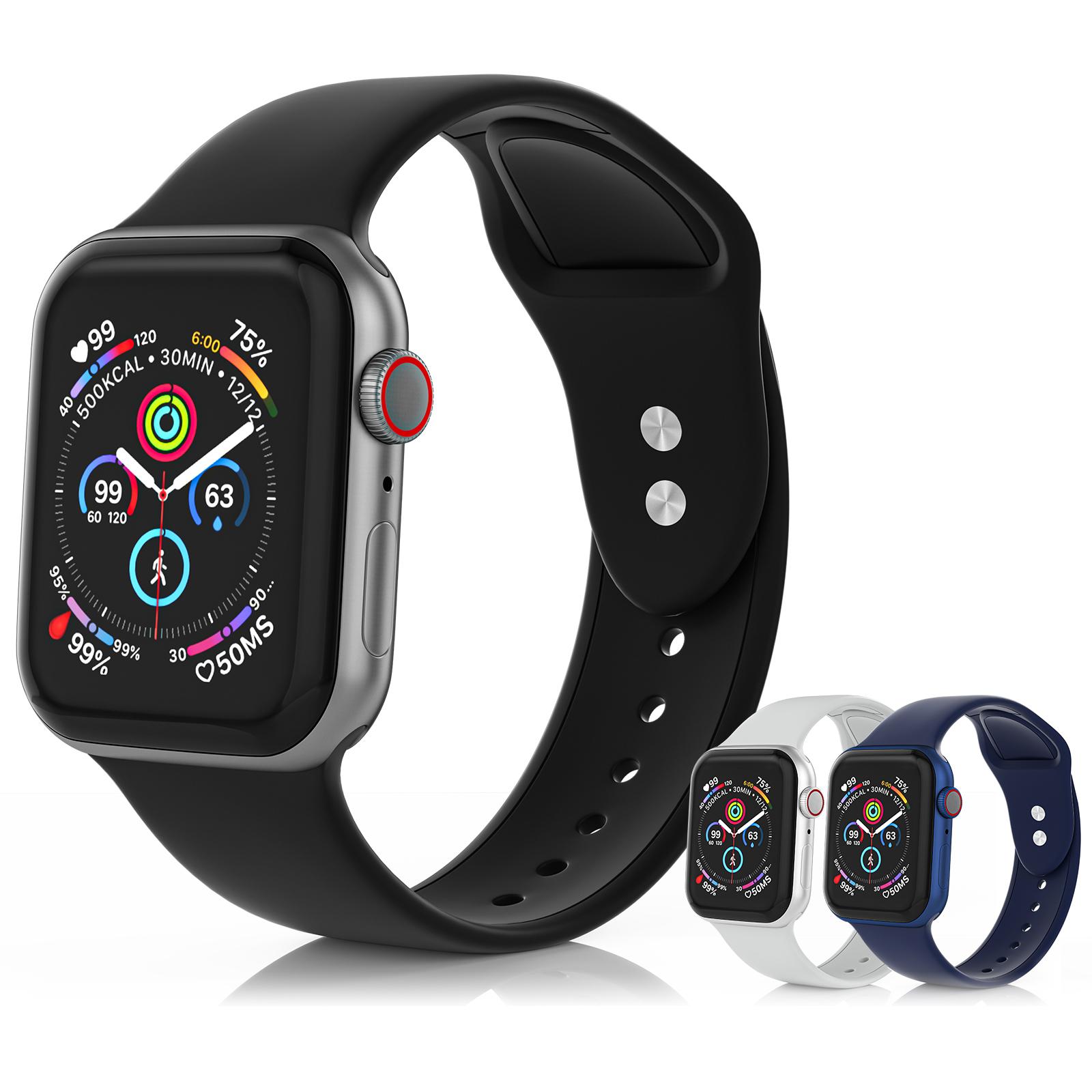 

Комплект из 3 силиконовых ремешков Apple Watch для Apple Watch серии iWatch Ultra SE2 SE 8 7 6 5 4 3 38/40/41mm S чёрный/серый
