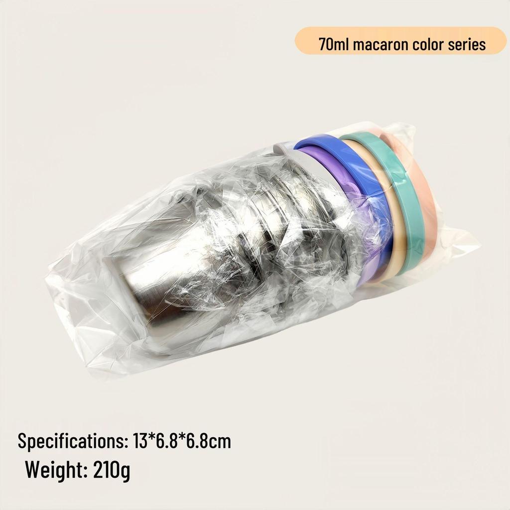 Reusable Sauce Cup with Macaron Lid - 304 Stainless Steel, 40/50/70ML, Portable Dipping or Seasoning Dish.