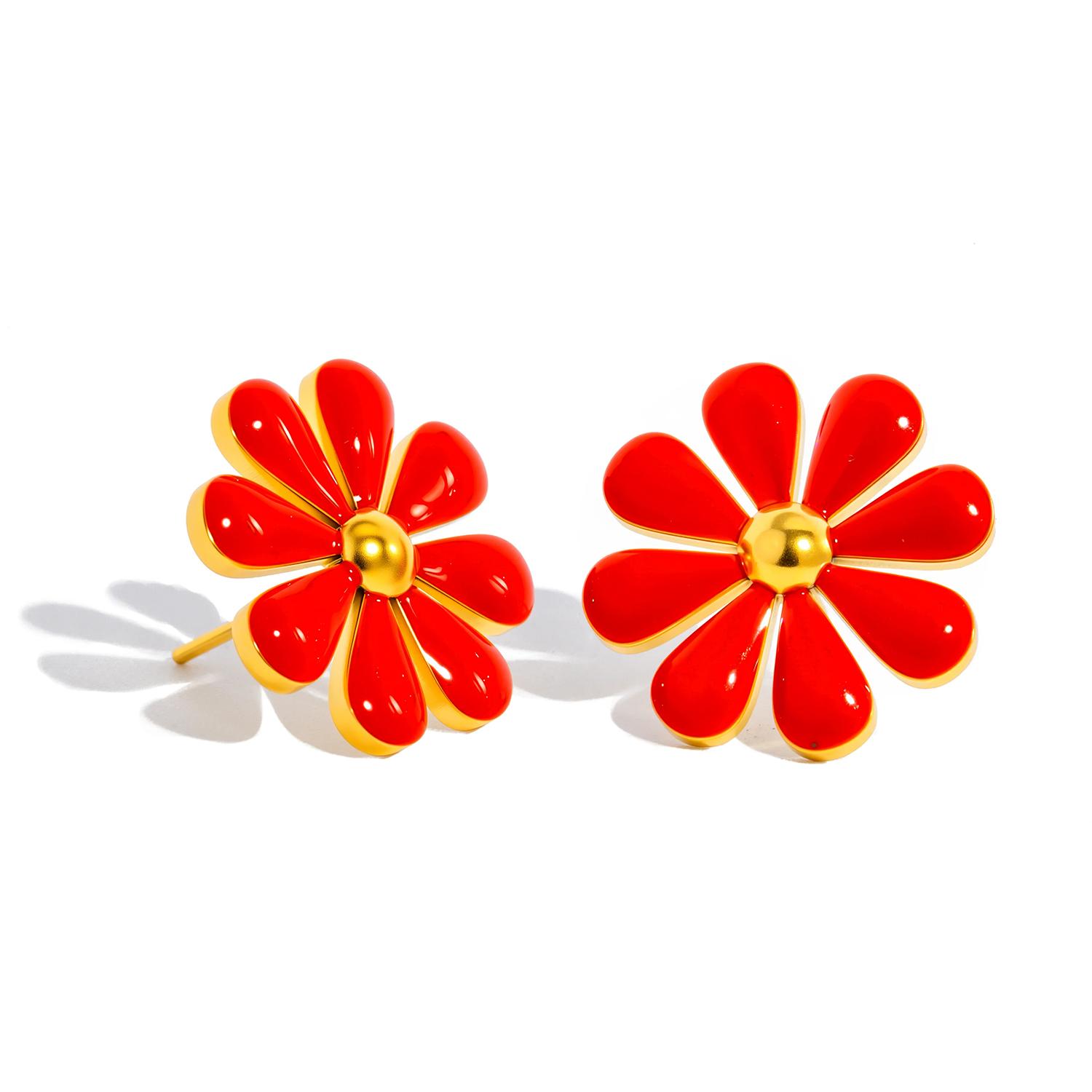 

Серьги-пусеты Ромашка с холодной эмалью для женщин - Гипоаллергенная нержавеющая сталь с покрытием из 18-каратного золота - Яркие милые цветочные украшения