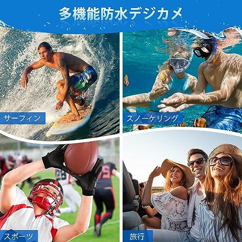 Lecran 4K Waterproof Digital Camera, IP68, 48 Megapixels, Autofocus, 3cm Macro Photography, Fully Waterproof Underwater Camera, Up to 3m, Black, Inclu