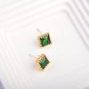 Elegant Green Zirconia Stud Earrings: Retro, Fashionable, Versatile Style with Rhinestone Inlay for Women.
