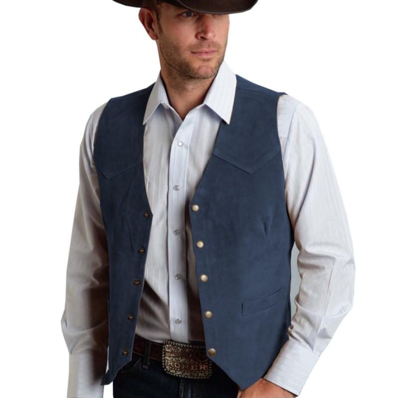 Gilet da abito da uomo tinta unita per tutte le stagioni: Gilet Elegante Slim-Fit in Camoscio