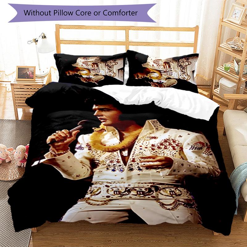 Elvis 3pcs Bedding Set Duvet Cover Closure Includes 1 Duvet Cover & 2 Pillowcases for All Seasons Bedroom Home Dorm Decor