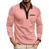 Spring Autumn Men's Polo Shirt Long Sleeve Turn Down Collar Fashion Patchwork Polos Men