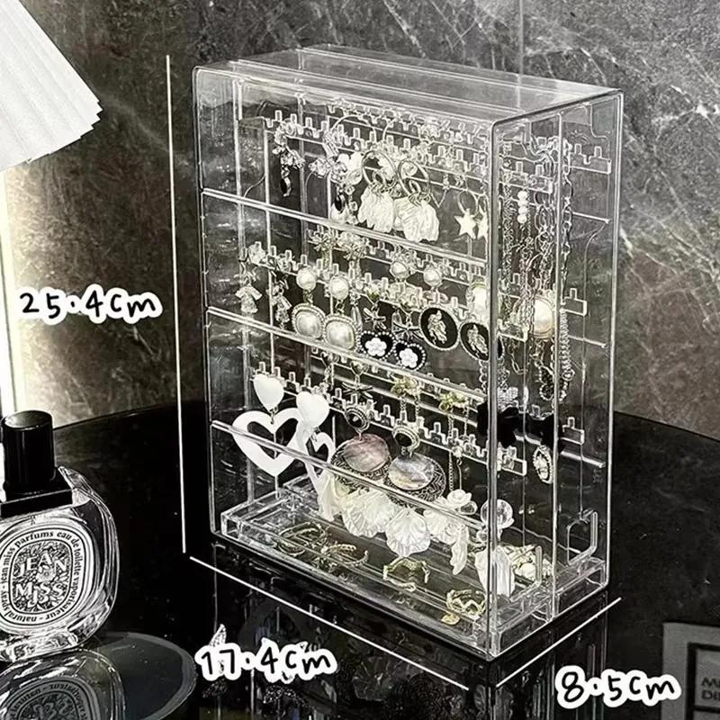 Women Jewelry Storage Box Rings Holder Necklace Earring Organizer Display Stand Large Container Transparent Dustproof Boxes Gift