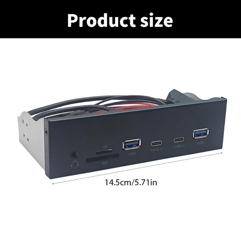Fast Speed USB3.2 Gen1 Optical Drive Bay Panel Featuring Double Type C And 3.5mm Auditory Port for Desktop 5.25inch Bay
