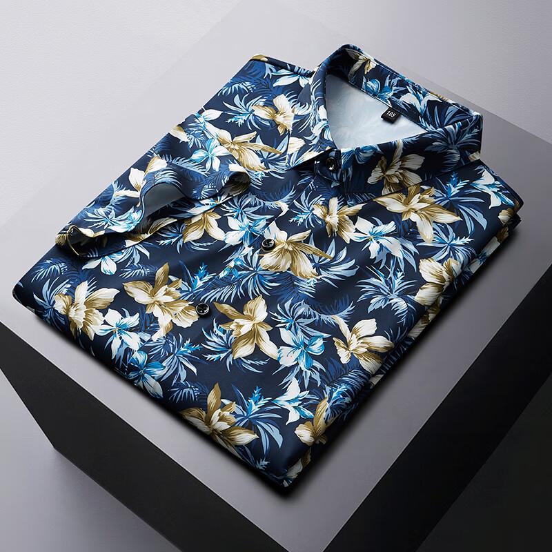 DIBENZE Men's Summer Casual Floral Short-Sleeve Shirt