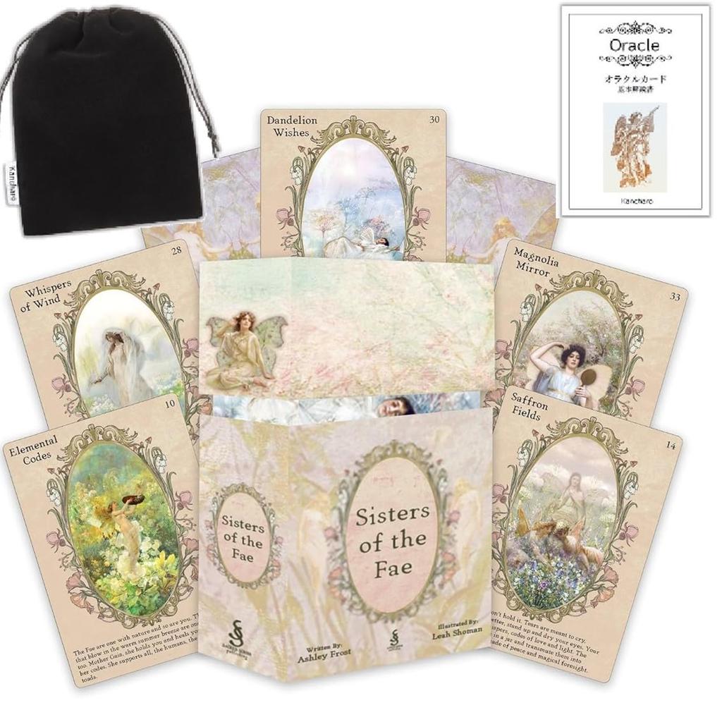 Kancharo 33-Card Oracle Tarot Card Set [Sisters of the Fae] Includes Japanese Oracle Card Basic Instructions & Pouch (Authentic)