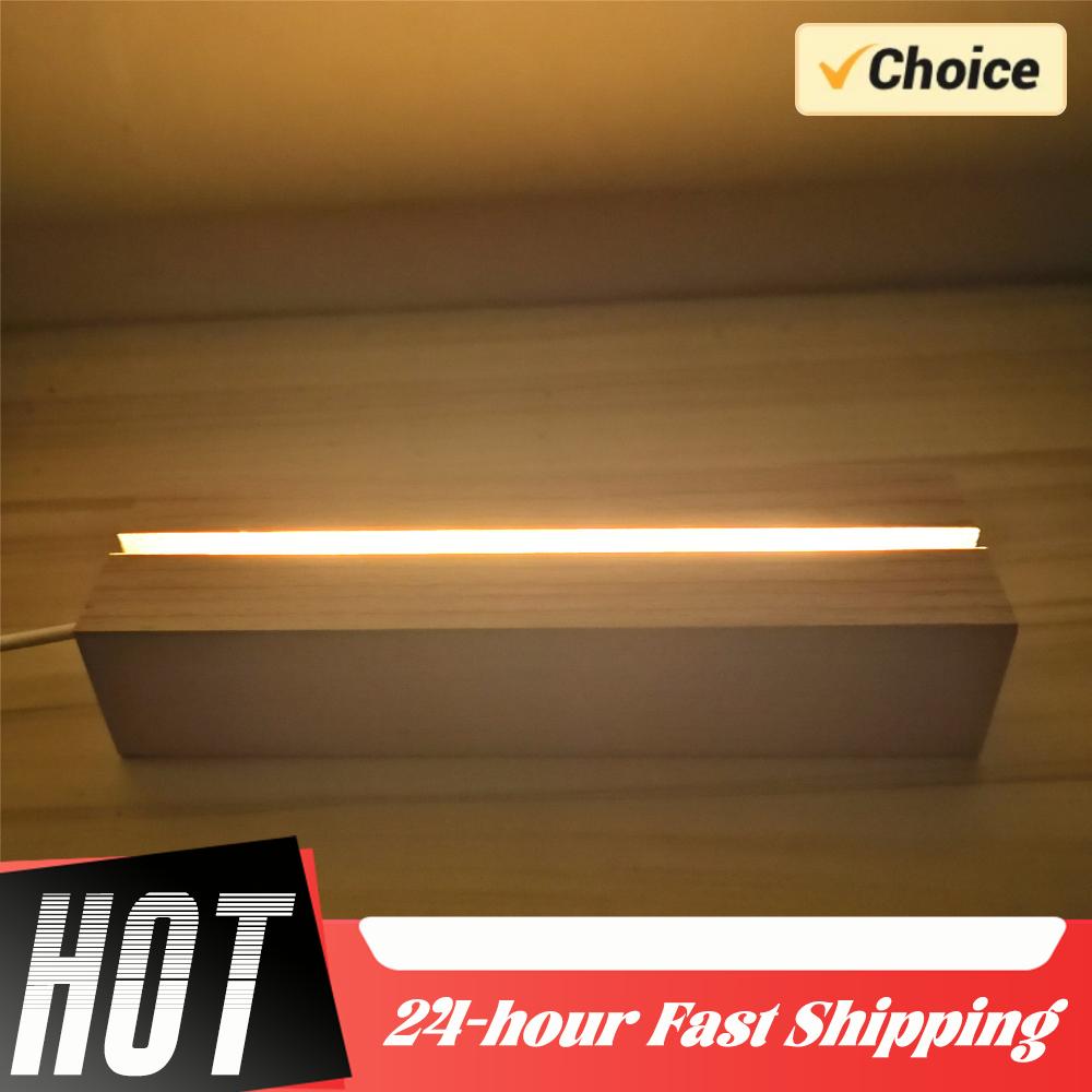1-5 Stück LED Holzlicht Display Kristall Holzleuchtende Basis Ständer Acryl Lichtplatte Basis USB Holzbasis für Harzkunst Lichter