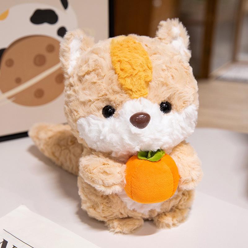 

Fox & Squirrel Plush Dolls: Cute Soft Toys Holding Apple & Orange - Perfect Holiday Gift 24cm (0.15kg)