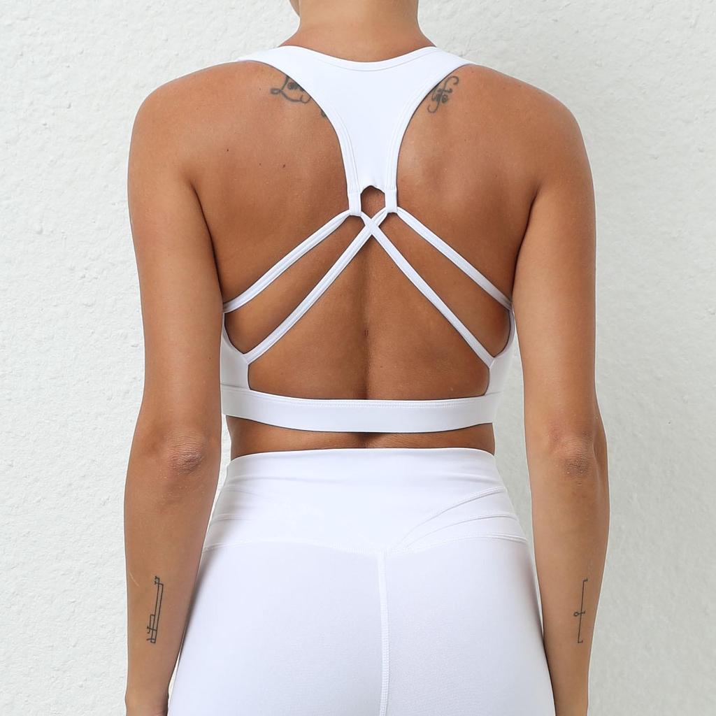 Herbst Nude-Feel Stoßfester Sport-BH: Schnelltrocknend, Schönes Rückendesign für Fitness und Yoga.