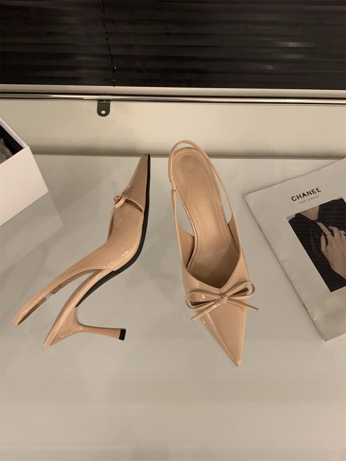 

Французские туфли на высоком каблуке, сумка, сандалии с головой, сказочные туфли, новинка 2025, весенне-летний темперамент, знаменитость, телесные остроносые туфли-лодочки 39