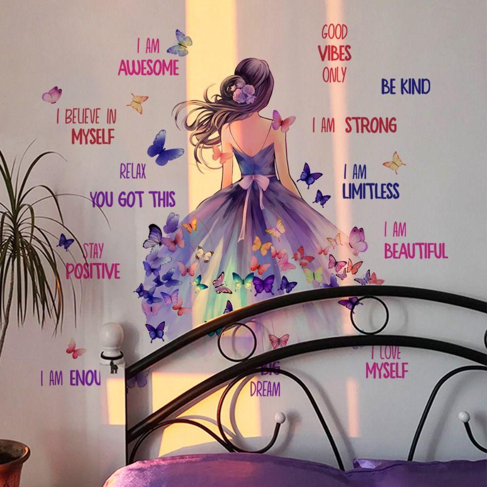 Cartoon Girl Wall Stickers Multicolor Wall Decorative Sticker Creative Wall Decal  Girl Bedroom