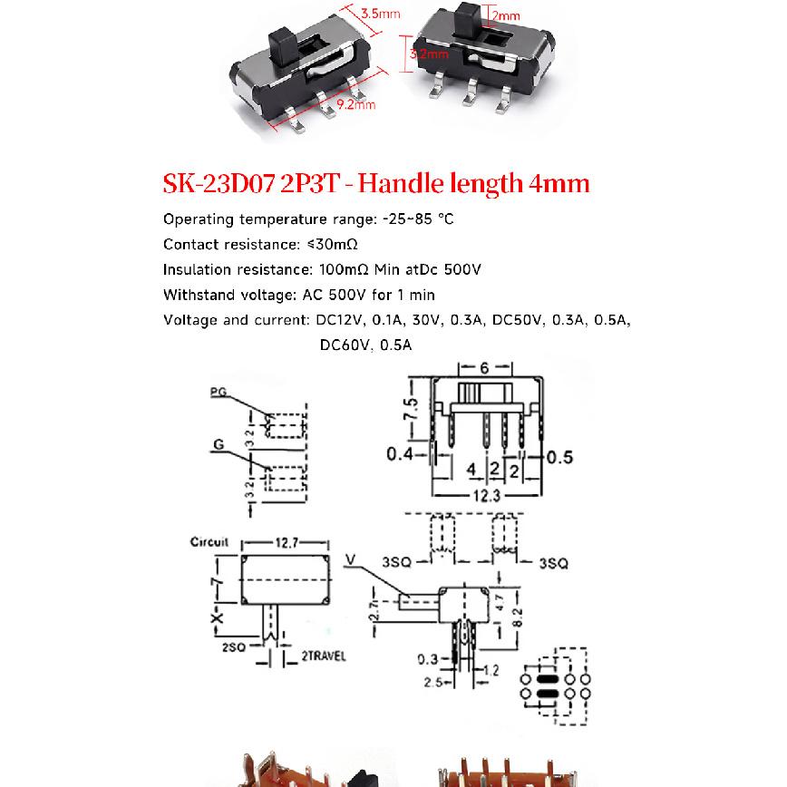 5PCS Mini SPDT Slide Toggle Switch Handle 3/5mm MSS-22D18 SS-12D00 SK-22D07 MSK-12C02 SS-12F44 MSK23D19 - Electronic Component Switches4