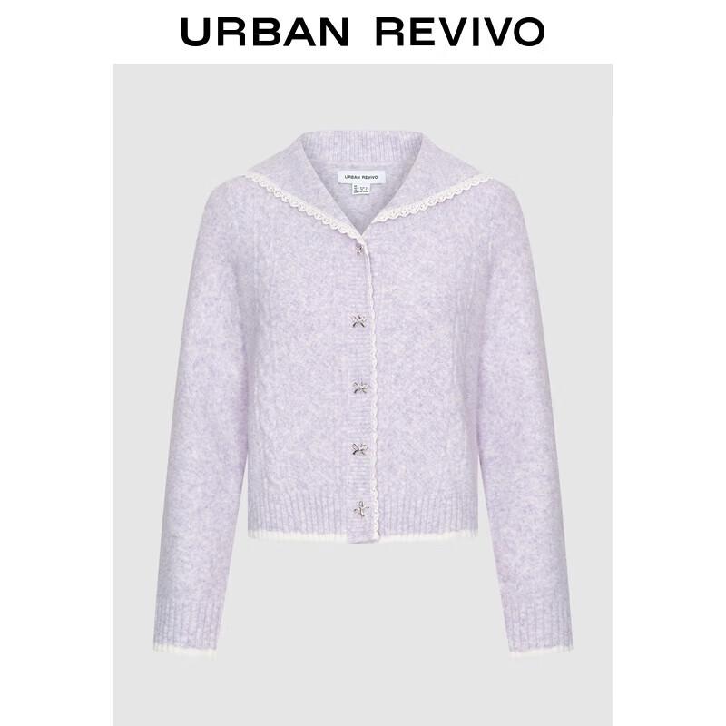 

Женский кардиган UR 2025 года, осенний, вязаный, с кружевной вставкой L
