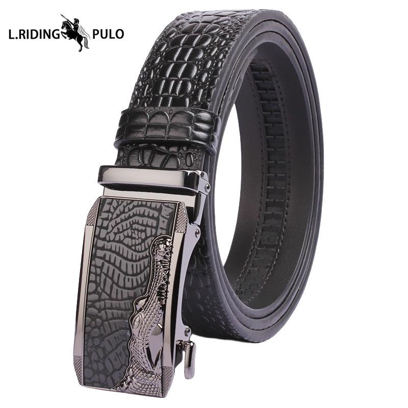 Crocodile New Men s Belt Automatic Business Casual Pants Belt Belt High-end First Layer Cowhide Trend Fashion Belt 115cm