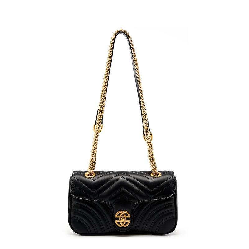 Primo strato pelle di mucca piccolo sacchetto di nicchia borsa da donna in pelle di alta gamma nuova borsa a tracolla con catena a rombi