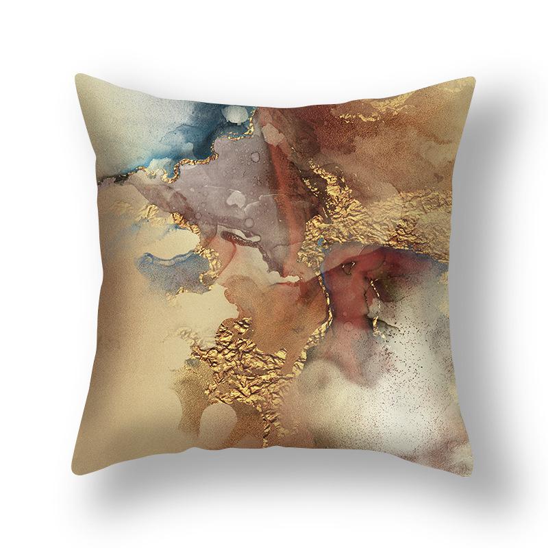 45x45cm Nordic Ins Abstract Gold Blue Marble Print Cushion Cover Sofa Office Seat Lumbar Pillow Cover Home Decoration