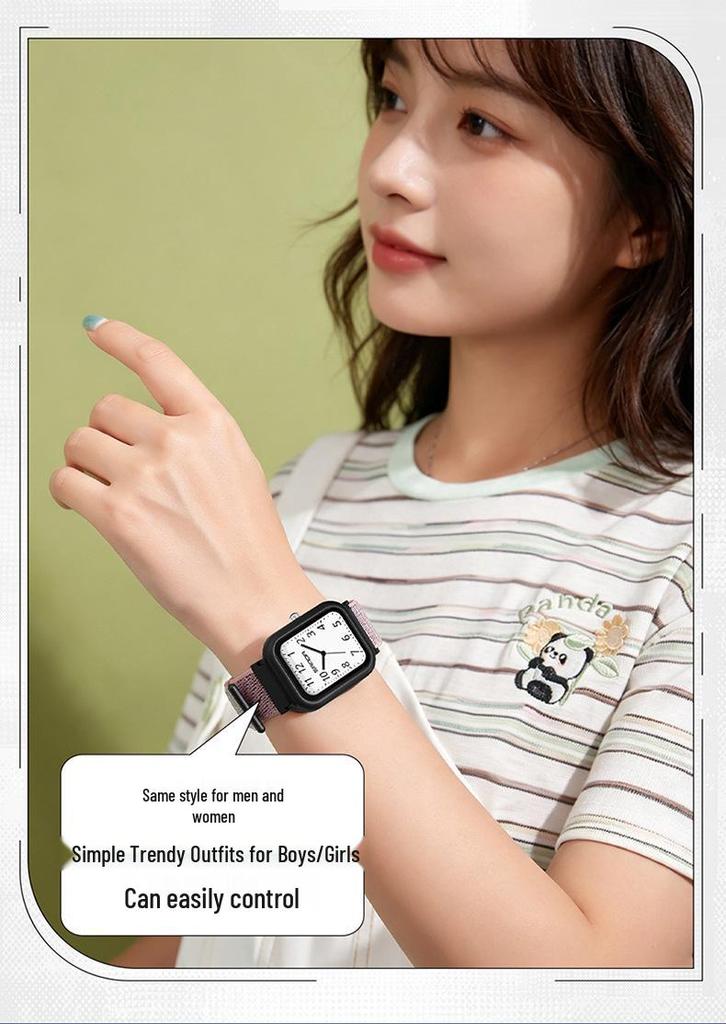 SANDA 50M Waterproof Square Quartz Watch with Quick Release Strap for Students and Civil Servants.