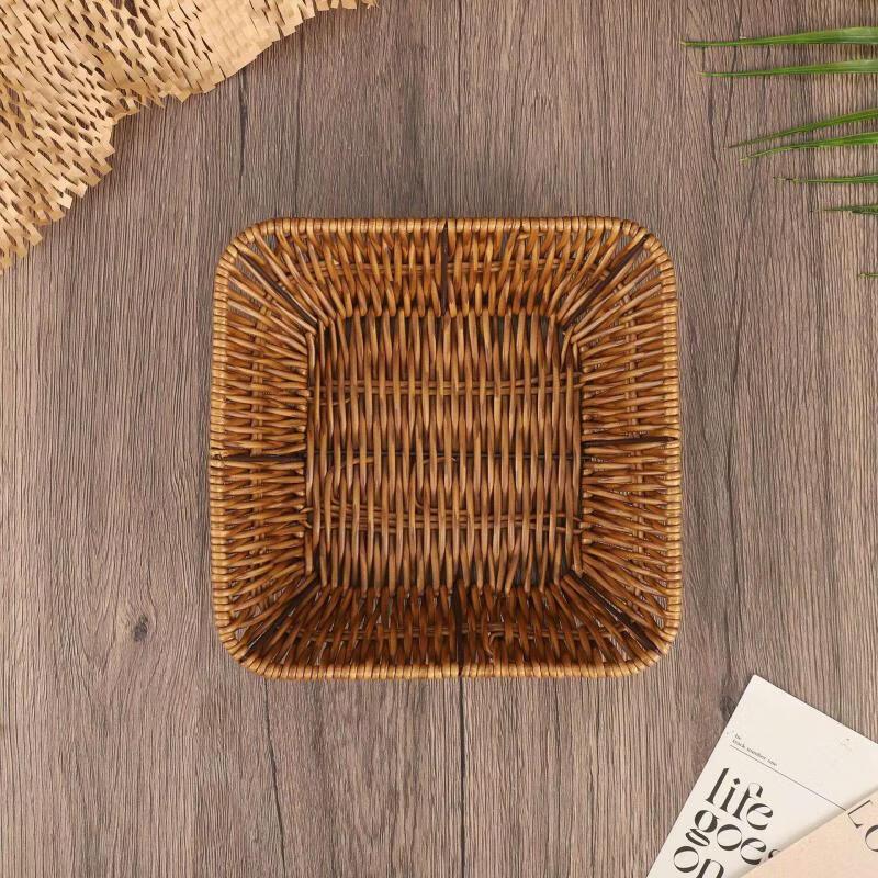 Imitation Rattan Square Floral Snack Baskets (Set of 3)