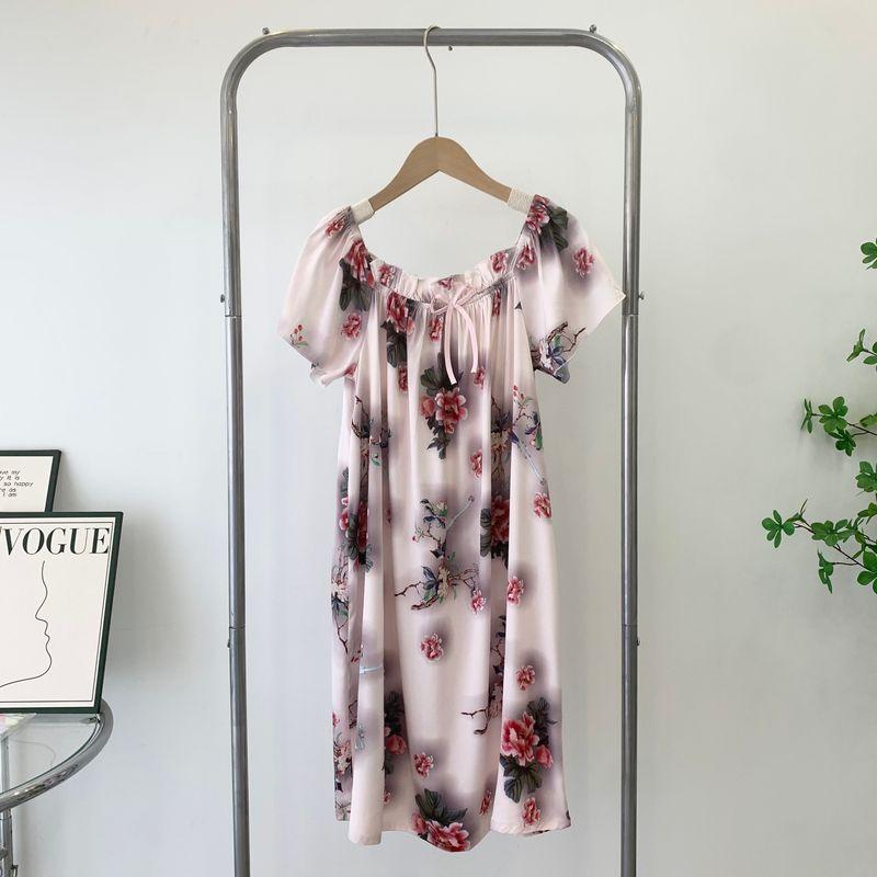 2025 New Arrival Nightdress Summer Floral Pajamas Loose Short Sleeve Thin Girl's Dress Special Offer Female Summer Home Wear