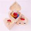 Heart Shaped Wooden Box Soap Flower Simulation Colorful Rose Small Wooden Box