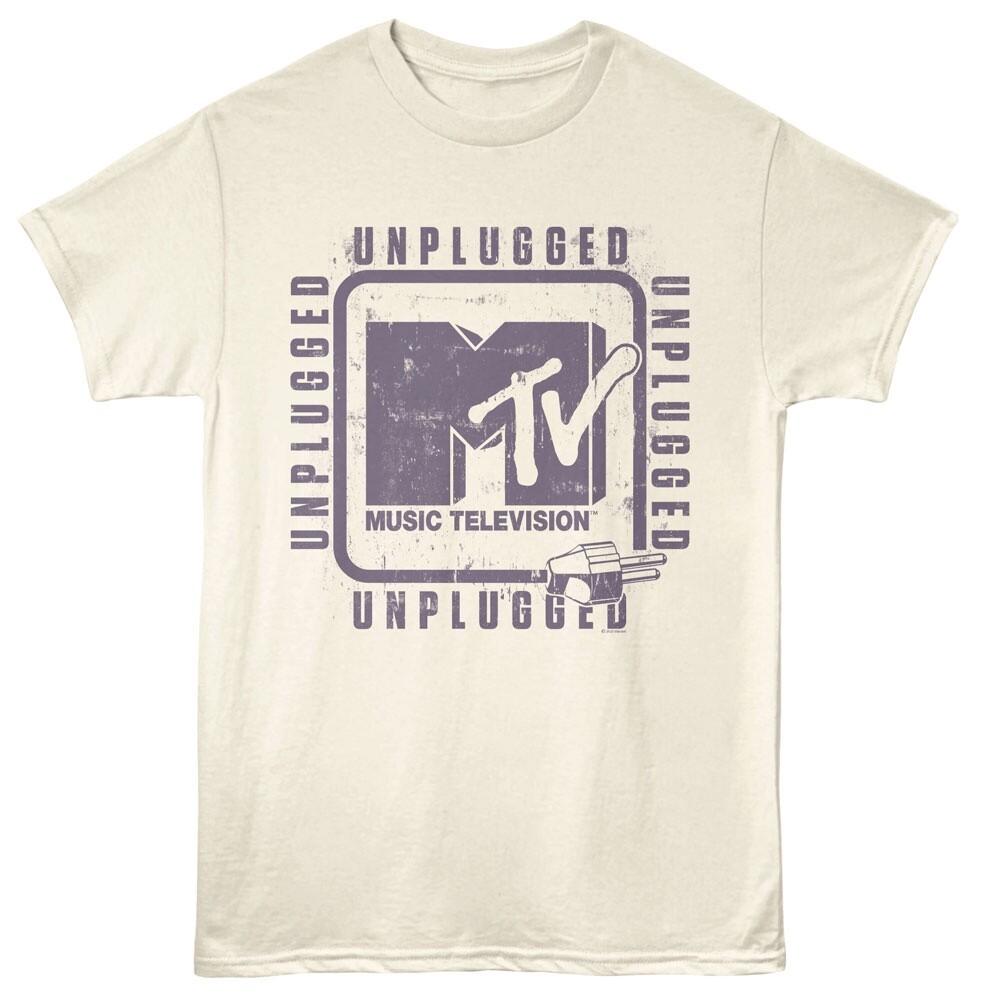 MTV Music Television Men039;s T Shirt 1989 UNPLUGGED CORD New Natural Cotton Unisex T-Shirt XL