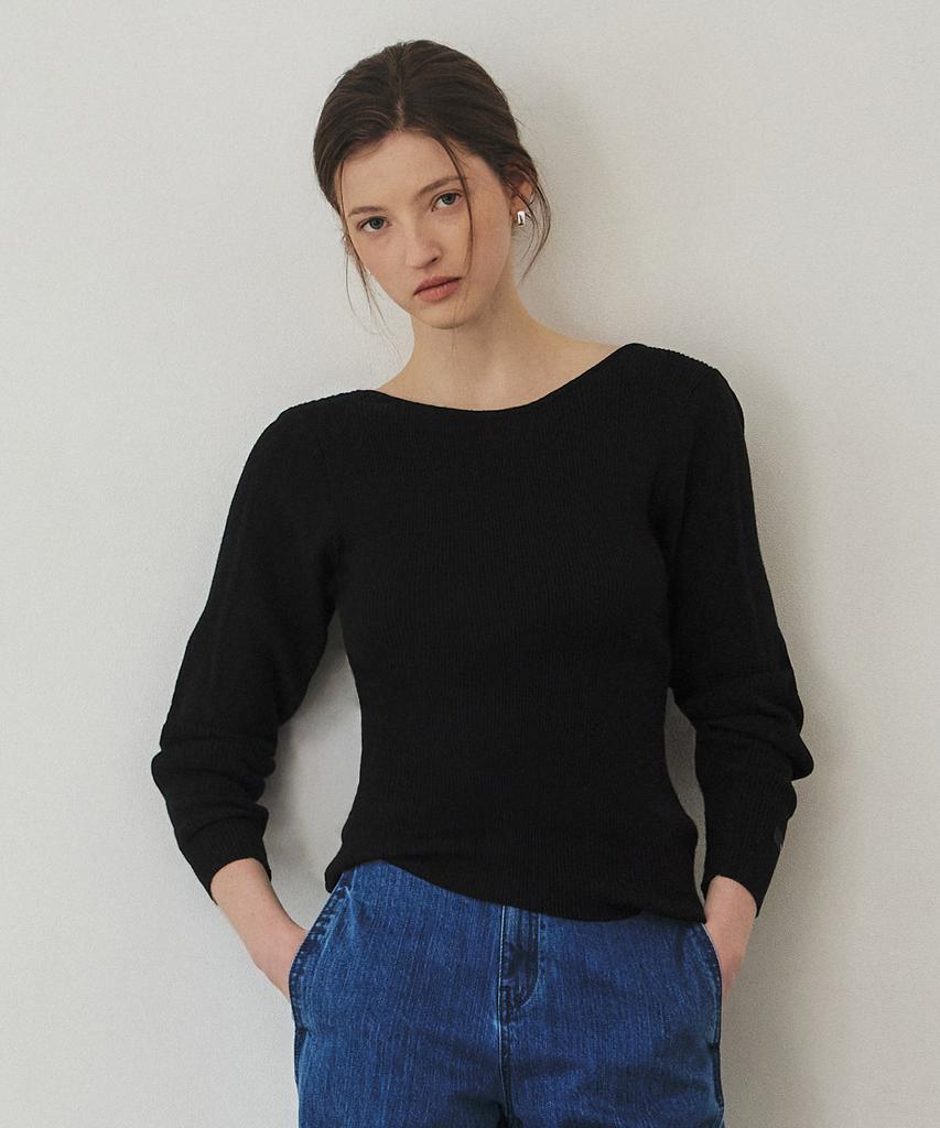 ARTID Minimal Scoop Neck Knit_Black