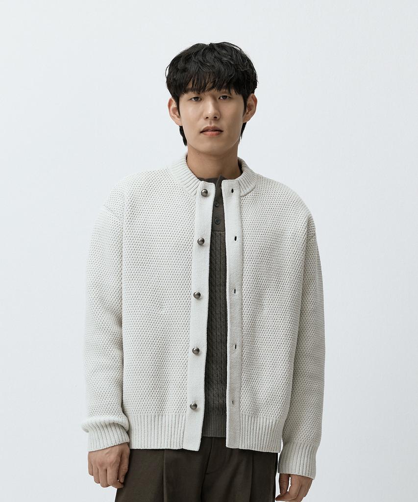 Madmars Honeycomb Texture Outer Cardigan Light Grey Mmffmkn-167Lg