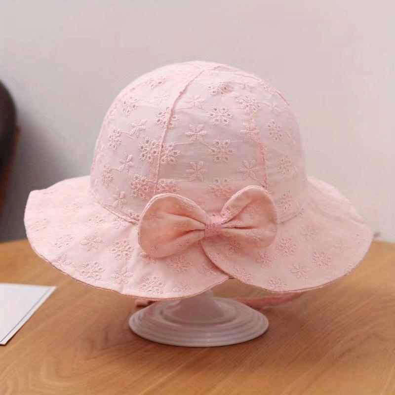 

Baby Girls Lace Bow Fisherman s Sun Hat, Breathable Summer Outdoor Sunscreen Princess Cap For Newborn Infant Kids Children розовый