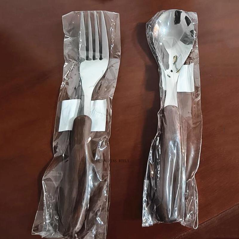 2pcs/304 Stainless Steel Dinner Fork and Spoon Set Children's Safety Soup Spoon Italian Pasta Fork High-quality Fruit Fork Spoon