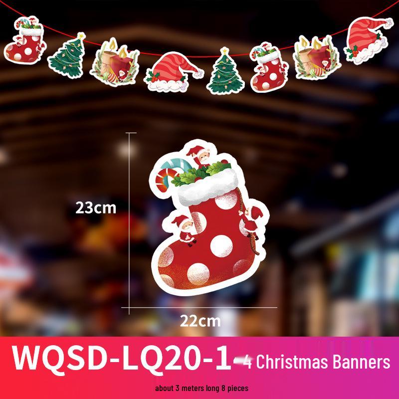 24 Christmas Cartoon Store Paper Bunting Flags for Festive Atmosphere