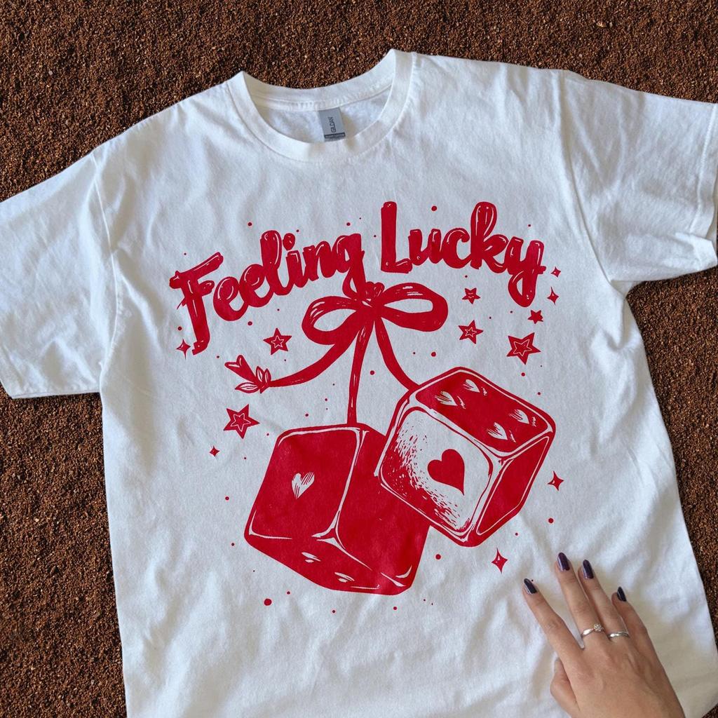 Vintage Cherry Dice Graphic T-Shirt and kids tshirt: Feeling Lucky Unisex Tee