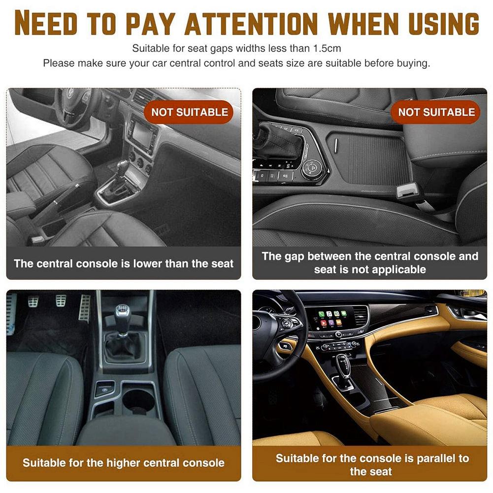 2PCS 3 In 1 Storage Box Set Front Seat Gap Filler Slip Organizer with Twin USB Car Charger Drink Cup Holder Ambient Lights